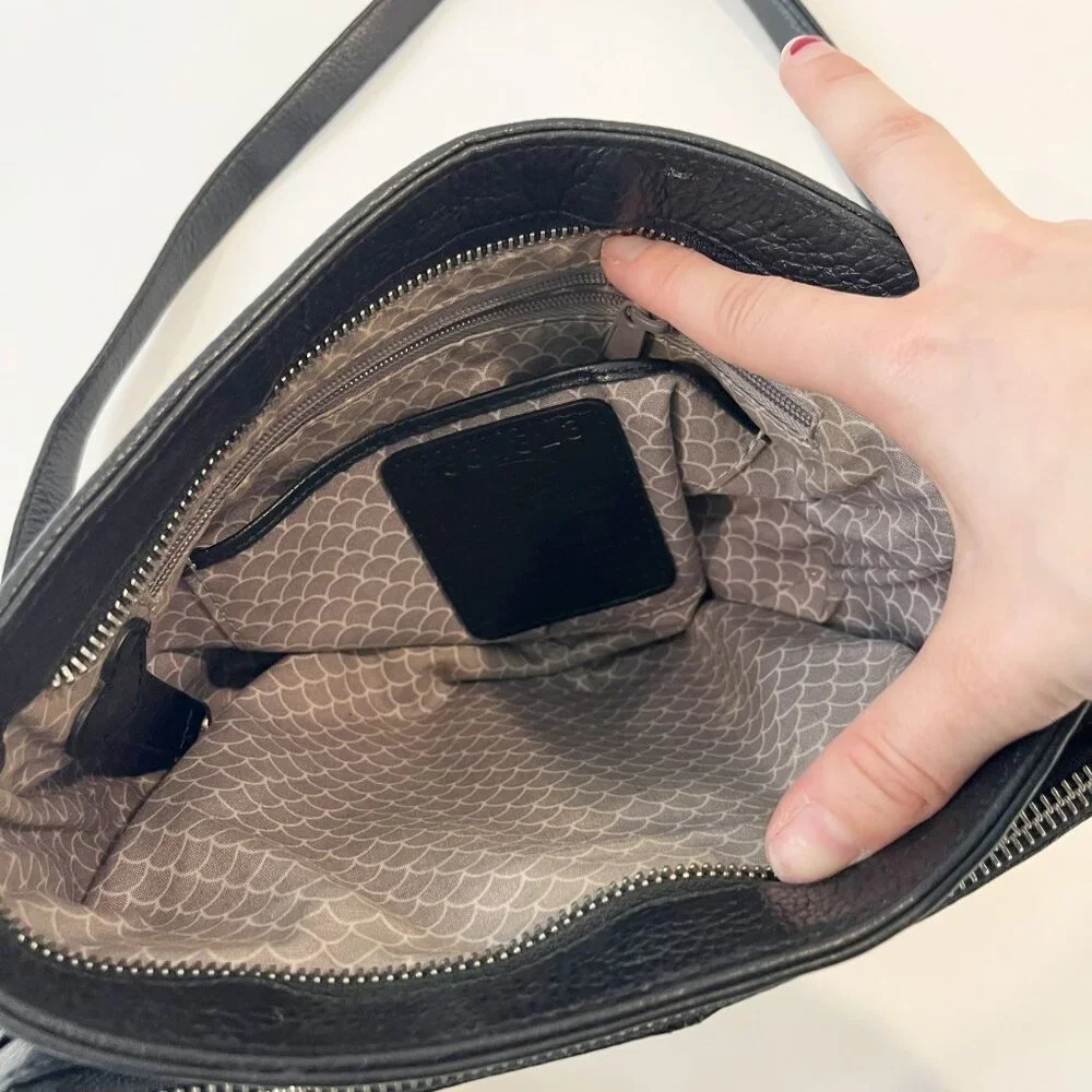 Brighton Barbados‎ City Organizer Purse Black Pebbled Leather Bag